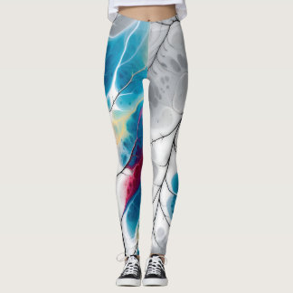 Vibrant Fluid Neural Leaf Vein Abstract Wrap Leggings