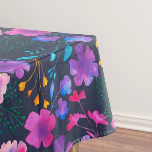 Vibrant Fluro Florals Painted Pattern Tablecloth