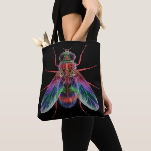 Vibrant Fly Anatomy Silhouette Tote Bag