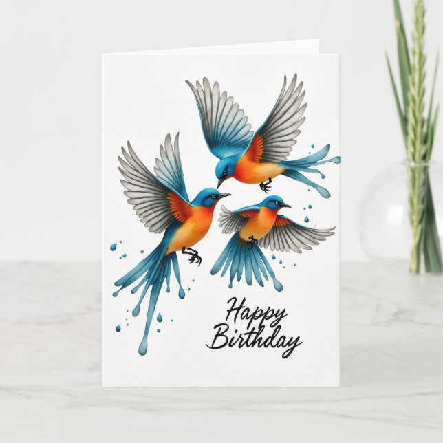 Vibrant Flying Birds Card (Front)