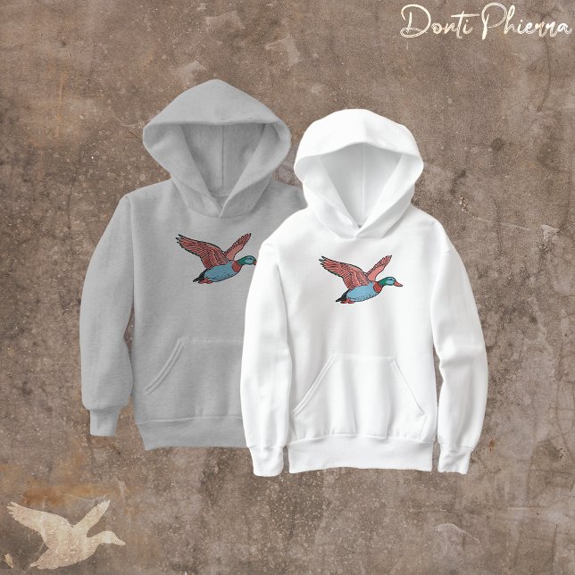 Vibrant Flying Duck Illustration Hoodie (Creator Uploaded)