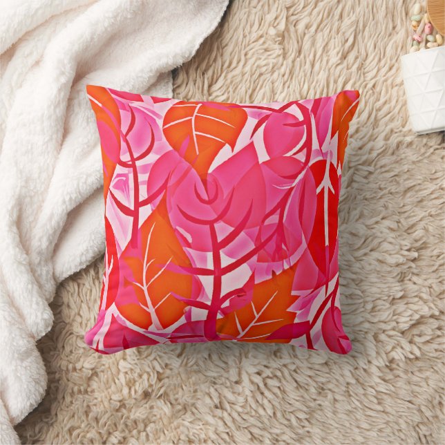 Vibrant Foliage Elegance Pattern Throw Pillow (Blanket)