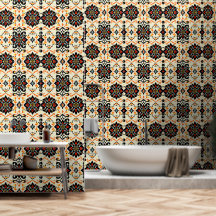 Vibrant Folk Art Damask Wallpaper