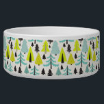Vibrant Forest⎢ Pet Bowl<br><div class="desc">Beautiful hand painted pine forest in seamless pattern for your favourite four legged pal with vibrant colors of turquoise,  lime and yellow</div>