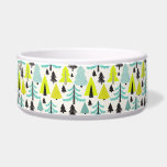 Vibrant Forest⎢ Pet Bowl<br><div class="desc">Beautiful hand painted pine forest in seamless pattern for your favourite four legged pal with vibrant colors of turquoise,  lime and yellow</div>