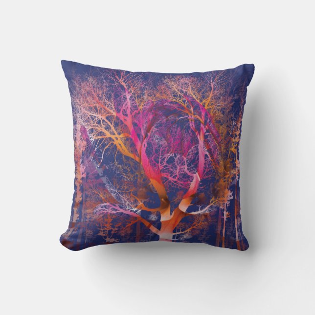 Vibrant Forest Throw Pillow (Front)