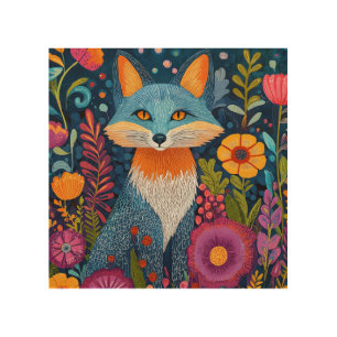 Vibrant Fox Dot Art Amidst Lush Flora