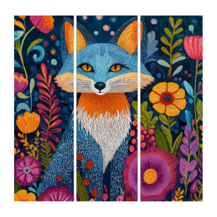 Vibrant Fox Dot Art Amidst Lush Flora