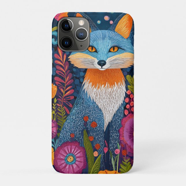 Vibrant Fox Dot Art Amidst Lush Flora Case-Mate iPhone Case (Back)