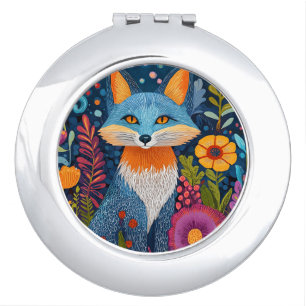Vibrant Fox Dot Art Amidst Lush Flora Compact Mirror