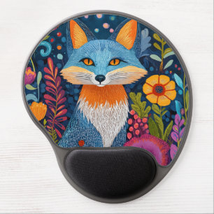 Vibrant Fox Dot Art Amidst Lush Flora Gel Mouse Pad