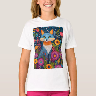 Vibrant Fox Dot Art Amidst Lush Flora T-Shirt