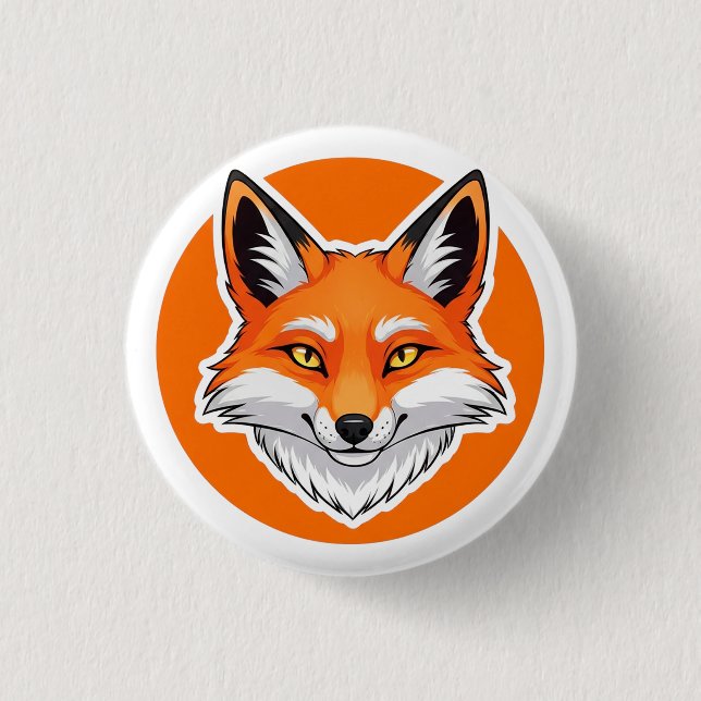 Vibrant Fox Head Button (Front)