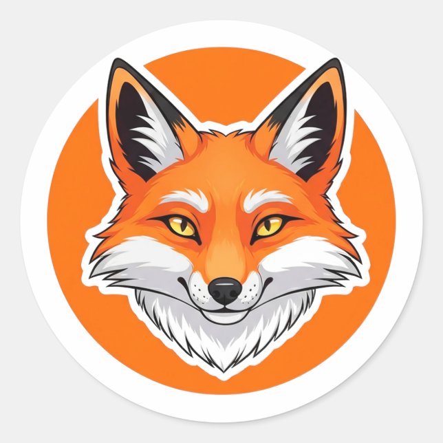 Vibrant Fox Head Classic Round Sticker (Front)