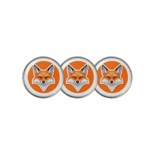 Vibrant Fox Head Golf Ball Marker