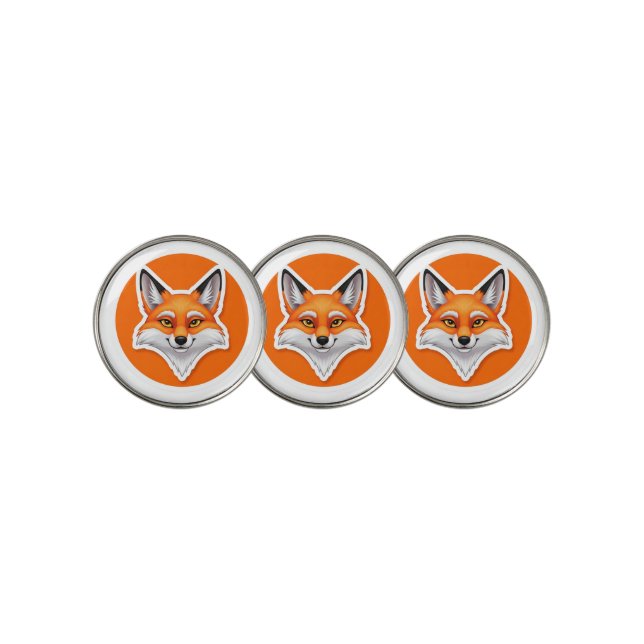 Vibrant Fox Head Golf Ball Marker (3 Up)