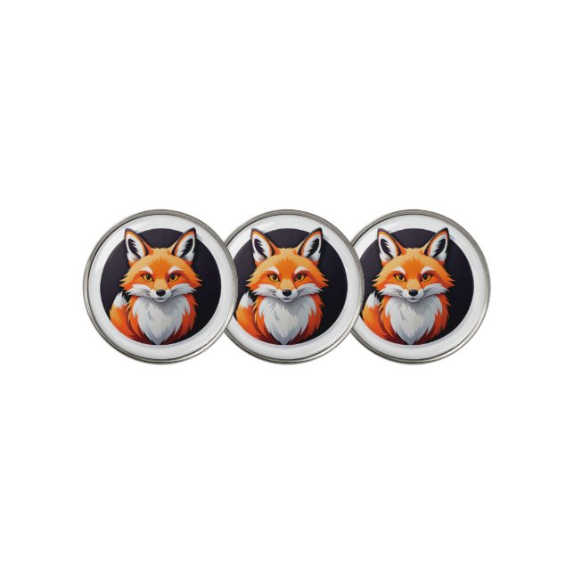 Vibrant Fox Head Golf Ball Marker (3 Up)