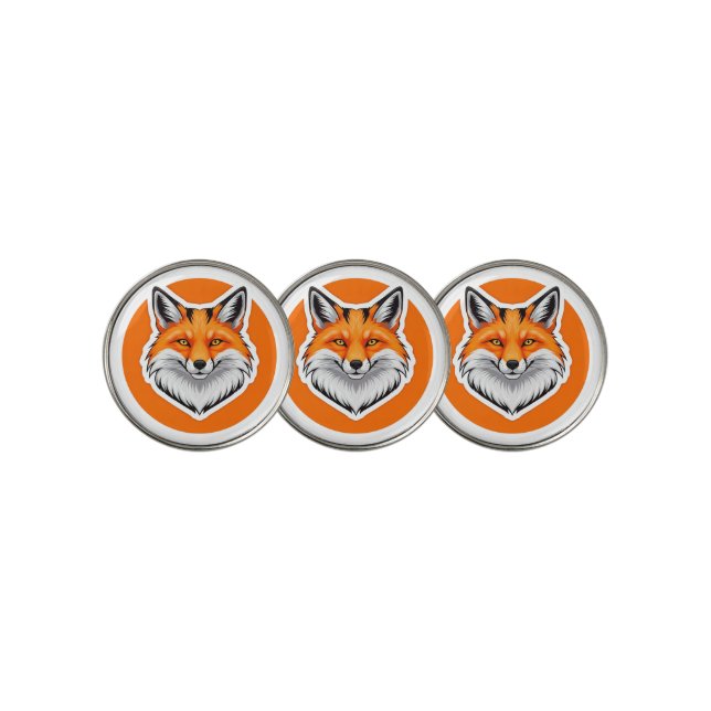 Vibrant Fox Head Golf Ball Marker (3 Up)