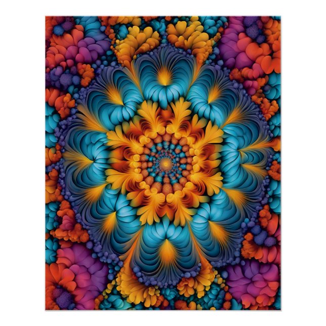Vibrant Fractal Bloom Poster (Front)