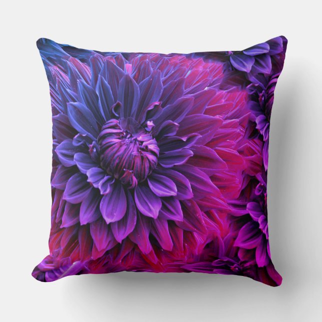 Vibrant Fractal Blossom Art Throw Pillow (Front)
