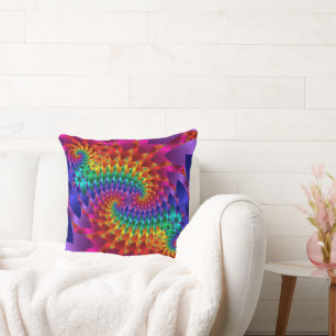 Vibrant Fractal Dragons Throw Pillow