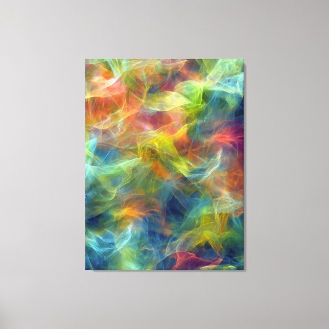 Vibrant Fractal Nebula Swirl Energy Canvas Print (Front)