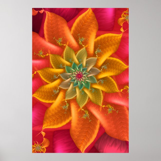 Vibrant Fractal Spiral Poster (Front)
