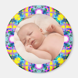 Vibrant Frame New Grandparent’s Gift Baby Photo Magnet