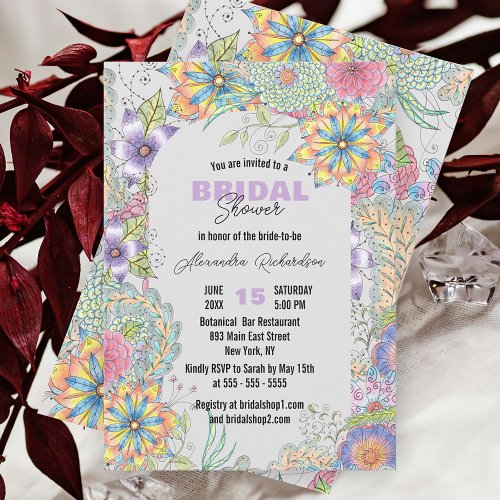 Vibrant Frame of Spring Blossoms Bridal Shower Invitation