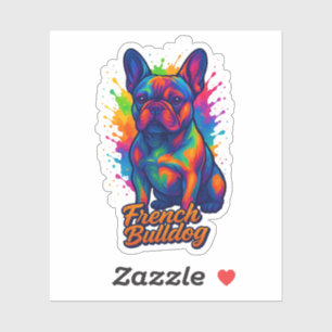 Vibrant French Bulldog Pop Art Illustration Sticker