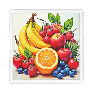 Vibrant Fresh Fruit Delight Design Acrylic Tray