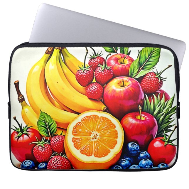 Vibrant Fresh Fruit Delight Design Laptop Sleeve (Front)