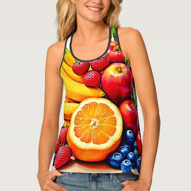 Vibrant Fresh Fruit Delight Design Tank Top (Front)
