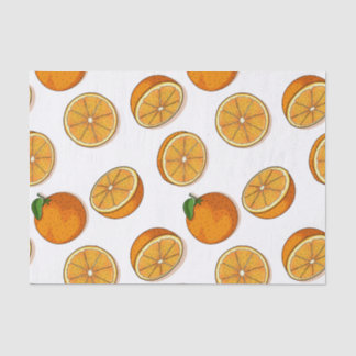 Vibrant Fresh Orange Citrus Fruit Seamless Pattern Tissue Paper