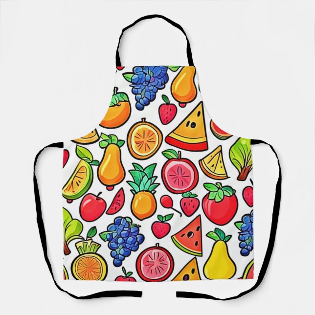 Vibrant Fruit Pattern Apron (Front)