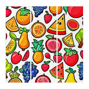 Vibrant Fruit Pattern Triptych