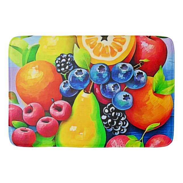 Vibrant Fruit Still Life Bath Mat (Front)