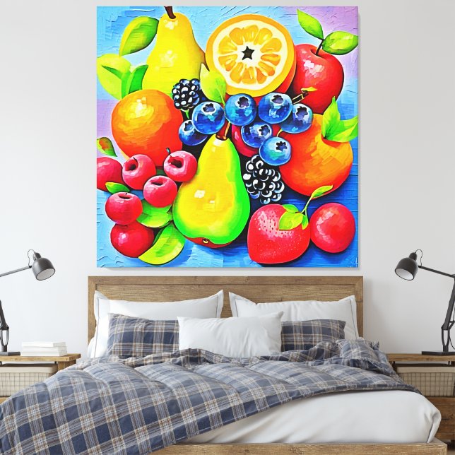 Vibrant Fruit Still Life Canvas Print (Insitu(Bedroom))