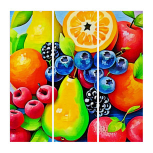 Vibrant Fruit Still Life Triptych