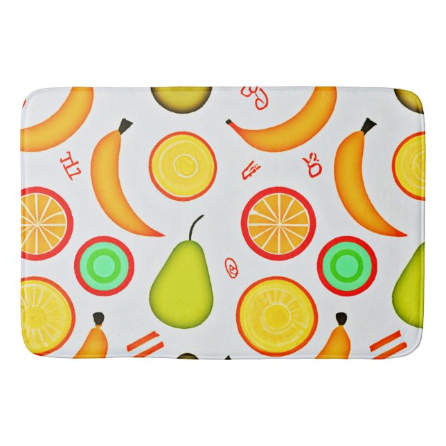 Vibrant Fruity Kaleidoscope Pattern Bath Mat (Front)