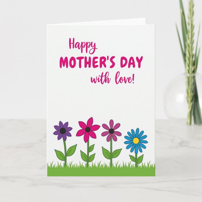 Vibrant Fuchsia Mothers Day Card (Front)