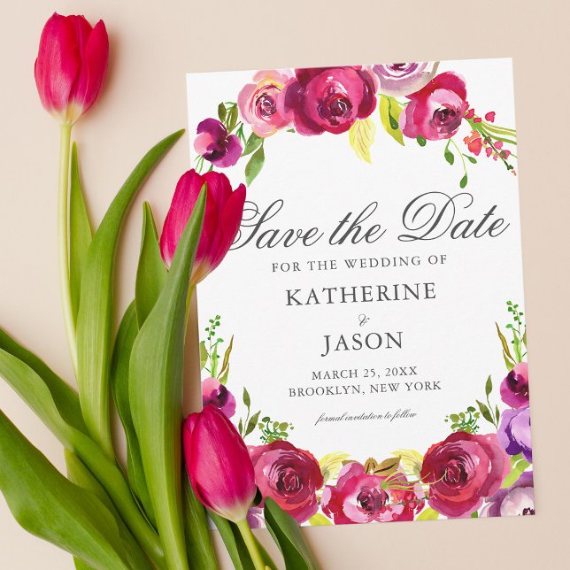 Vibrant Fuchsia Pink Floral Spring Garden Save The Date (Creator Uploaded)