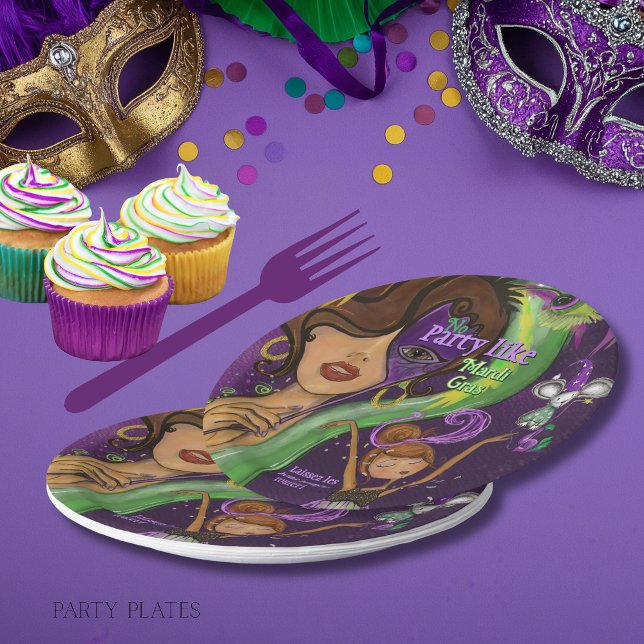 Vibrant Fun Mardi Gras Masquerade  Paper Plates (Vibrant Fun Mardi Gras Masquerade Paper Plates)