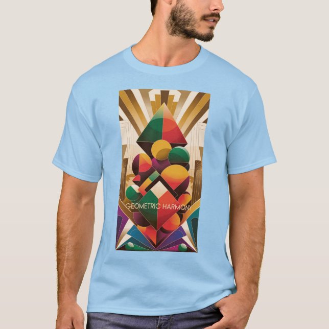 Vibrant Futuristic Art Deco Illustration T-Shirt (Front)