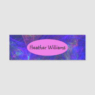 Vibrant Galaxy Abstract Swirls Pinks Yellow Blues Name Tag