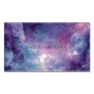 Vibrant Galaxy Pink Purple Nebula White Frame Business Card Magnet