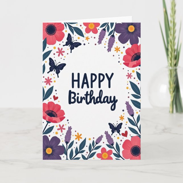 Vibrant Garden Birthday Card (Front)