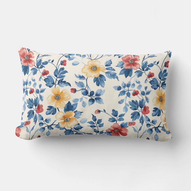 Vibrant Garden Bliss Lumbar Pillow (Front)