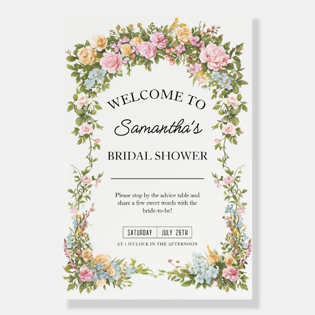 Vibrant Garden Floral Bridal Shower Welcome Sign (Front)