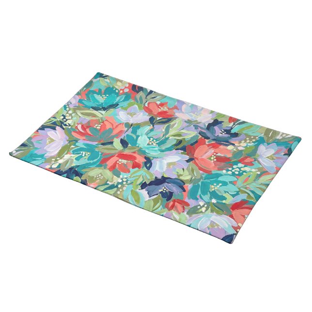 Vibrant Garden Symphony Cloth Placemat (On Table)